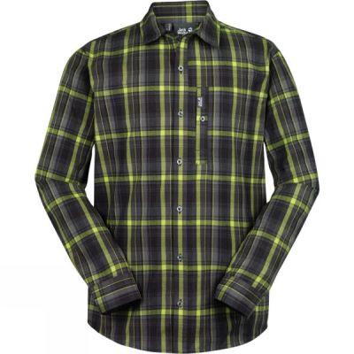 Camisa Jack Wolfskin Maitland II Manga Larga Hombre Verde / Gris - Chile GQW506783